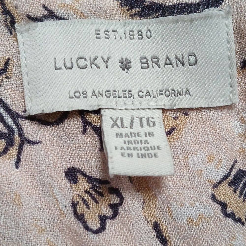 Lucky Brand peachy cream black Floral V-Neck Blouse Sz XL NWOT - Picture 8 of 8
